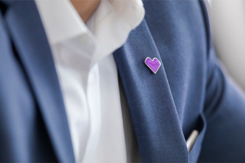 blazer with purple heart
